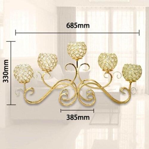 5 Heads Metal Candle Holder Gold/Silver Plated Candlestick Crystal Table Candelabras Home Hotel Wedding Centerpieces Decoration