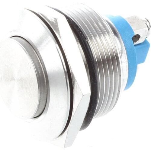Stainless Steel Momentary Push Button Switch 22mm Flush Mount SPST ON/OFF