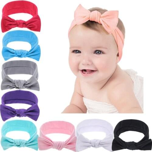 Fashion Knotted Newborn Headband Children Hair Accessories Sweet Cotton Blend Bow Headband Knot Head Wraps Rabbit Ear Turban