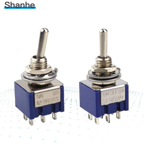 MTS-203 ON-OFF-ON Toggle Switch Mini Rocker Switches MTS-202 ON-ON Latching 6A 125VAC 6 Pin