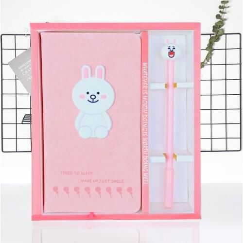 New Arrival Cute White Rabbit Notebook gel pen set with box Weekly Planner School Office Supplies Kawaii Stationery