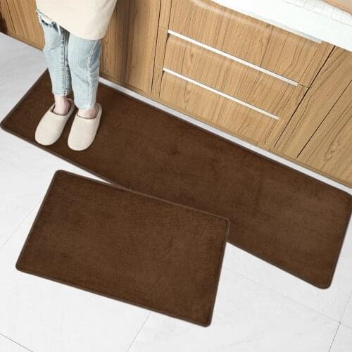Flannel TPR Bottom Kitchen Mat Carpets Set Solid Color Entrance Doormat Bathroom Long Size Rug Kitchen Living Room Bedroom Mats