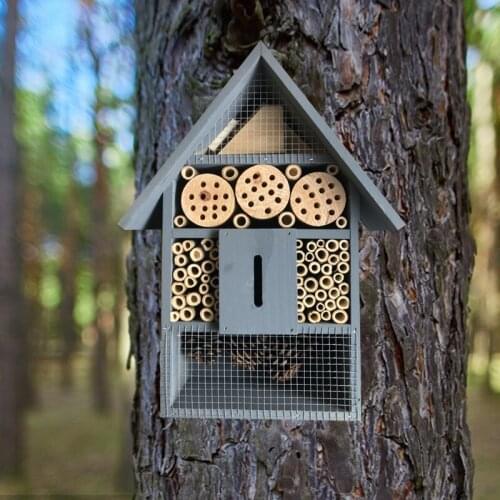 Natural Wooden Insect House Bug Hotel Garden House Shelter Garden Breeding Box for All Creatures J2Y