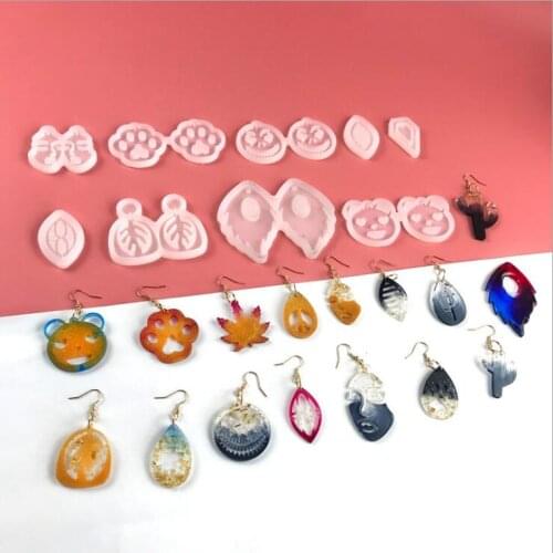New Silicone Mould Dried Flower Resin Decorative DIY Cactus cat claw face earrings Type epoxy resin molds for jewelry