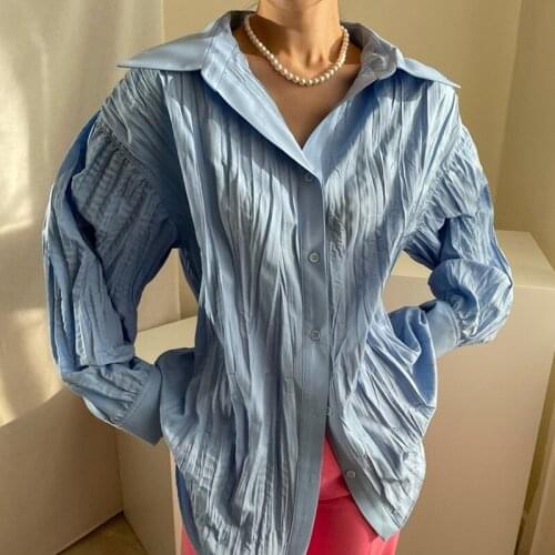 Spring and Autumn New Long-sleeved Womens Pleated Slimming Summer Cardigan T-shirt Korean Fashion Ladies Casual Plus Size Top