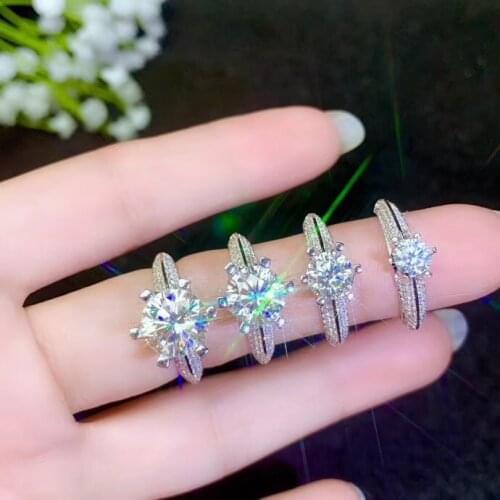 Moissanite New ring, 925 Sterling silver, beautiful color, sparkling, 1 carat 2 Carat Diamond moissanite