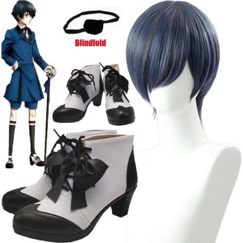 Black Butler Cosplay Shoes Ciel Phantomhive Anime Party Boots Tailor-Made Black Butler wigs Halloween Accessories shoes Props