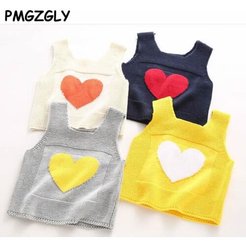 2017 autumn childrens Vest clothes girls Waistcoat causal neck cotton warm baby girl knitted pullovers vests for girls kids top