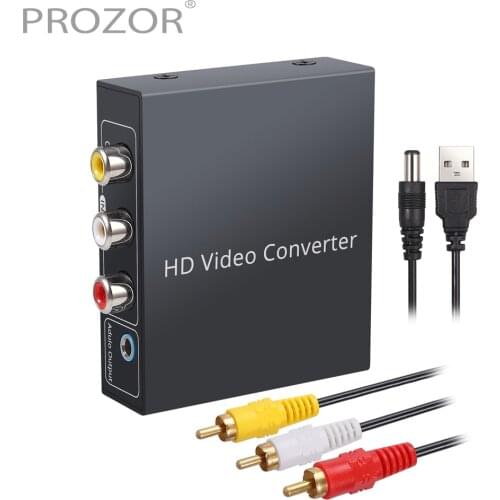 PROZOR 1080P AV RCA to HDMI-compatible Video Converter Composite CVBS Adapter Support PAL NTSC for PC VCR Camera with AV Cable