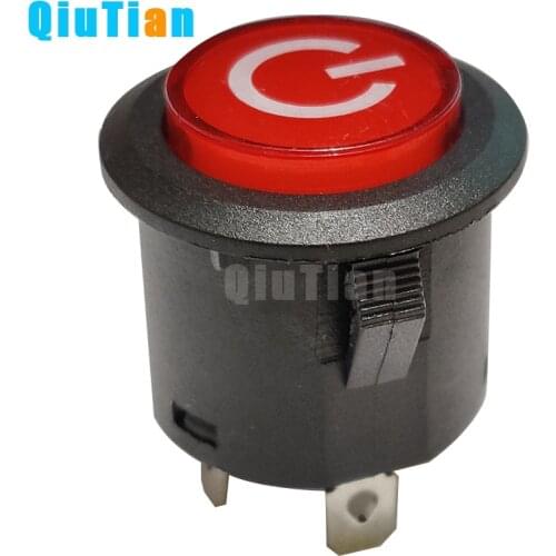 QT-PBS002 Push Power Flat Circular Red LED Light Self-Lock Button Switches