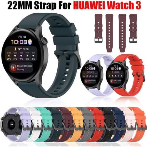 22mm Silicone Band For Huawei Watch 3 Sport Soft Watchband For huawei gt2 pro/GT 2 46mm/GT 2e Wristband Replacement Bracelet