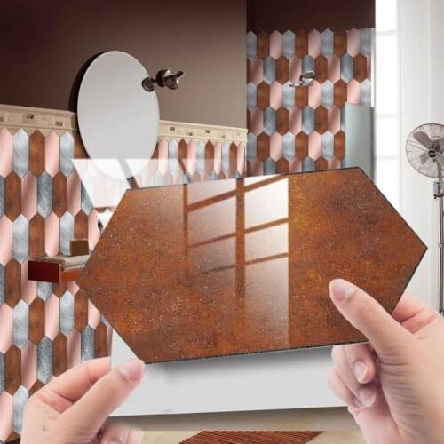 Brown Diamond Tile Self Adhesive Peel And Stick Backsplash Brick Wall Sticker PVC Bathroom Kitchen Home Decor DIY Waterproof