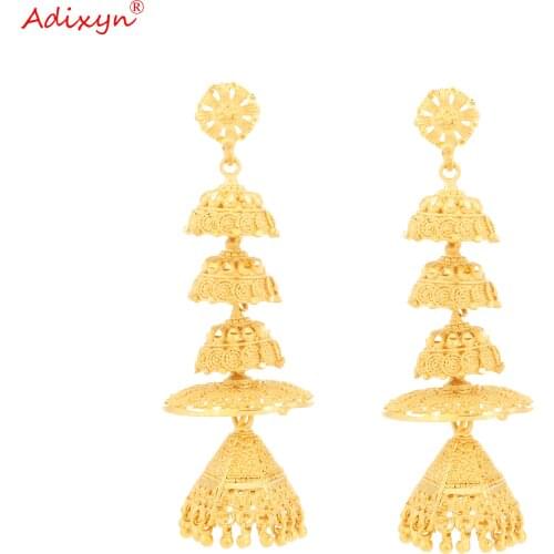 Adixyn Hat Shape Drop Earrings Jewelry Gold Color/Brass Jewelry African/Ethiopian/Dubai For Women/Girls Gifts