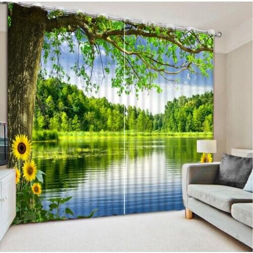 Green forest custom curtains Nature personality style alley photo print 3d curtain Mediterranean Garden Door curtain
