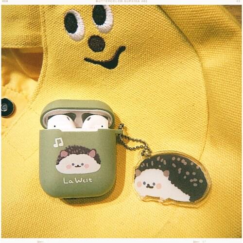 STARRY FOREST X LA WEST cute animal dog cat face soft TPU case for Airpods 1/2/PRO with key ring for girl and couples