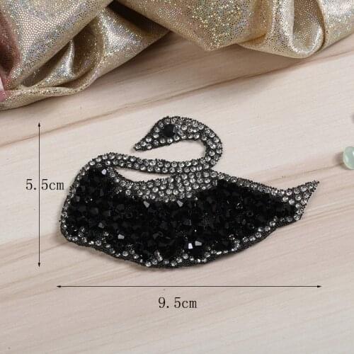 Rhinestone Black Swan Glass Hot Cloth Sticking Clothes shirt Parches Bordados Patches Iron Patches For Clothing Appliques