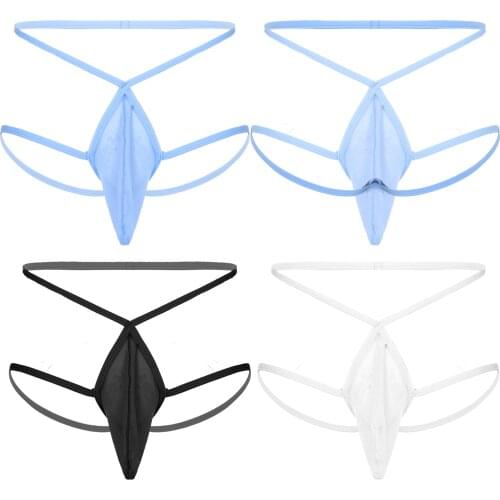 Mens Sexy Pouch G-String Underwear Sexy Low Rise Bulge Thong See-Through Mesh Elastic Waistband Underpants Breathable Jockstrap