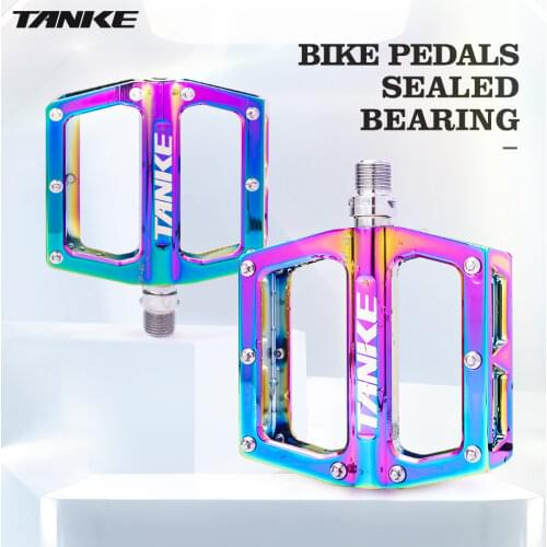 Bicycle Pedals TANKE TP-20 Ultralight Aluminum Alloy Colorful Hollow Anti-skid Bearing Mountain Bike Accessories MTB Foot Pedals