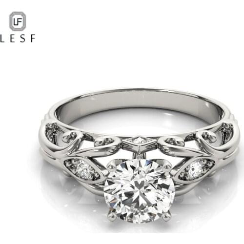 LESF Vintage Style 1 Ct Round Cut 925 Silver Engagement Ring Trendy Jewelry Brand Wedding Rings for Women Wholesale