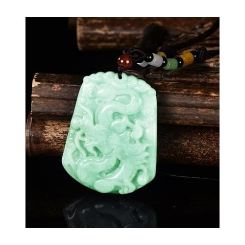 Zheru Jewelry Natural Burmese Jade A-level Large Dragon Pendant Necklace Exquisite Jewelry Best Gift