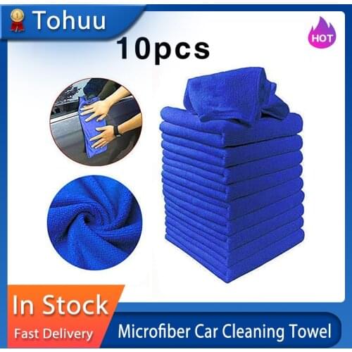 10 PCS Microfiber Car Cleaning Towel Automobile Motorcycle Washing Glass Household Cleaning Small Towel