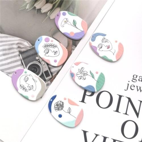 2PCS Human Face Flower Macaron Hue Cute Little Jewelry Accessories Hand Made Earrings Connectors DIY Pendant Components Charms