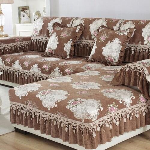 2021 New Chenille Sofa Covers Anti-Slip Couch Recliner Slipcovers Armchair Furniture Protector Textiles Almofadas Pillow Cases