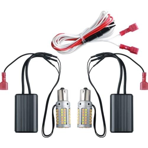 2X Canbus 1156 BA15S P21W BAU15S PY21w T20 7440 W21W LED Bulbs NO Error 3030 69 SMD Car Dual Color Turn Signal light White Amber