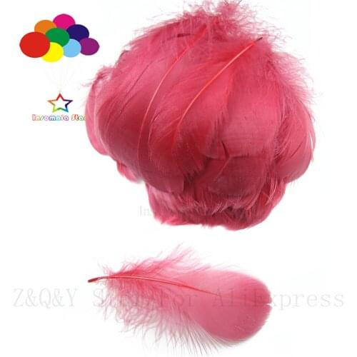 50-100 natural goose feathers floating in 5-12CM (2-4 inches) dyed wine red DIY craft jewelry clothing feathers