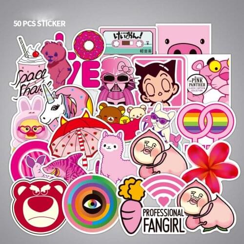 50PCS/LOT CLASSICS PINK GIRL STYLE STICKERS LABEL CLASSIC FASHION STYLE GRAFFITI STICKERS FOR MOTO CAR SUITCASE COOL LAPTOP