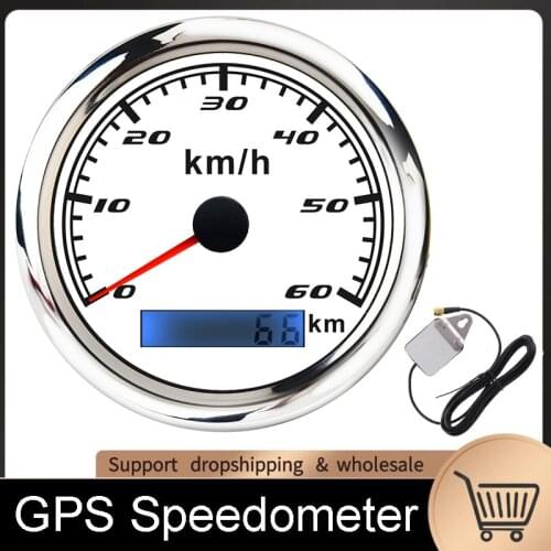 85mm GPS Speedometer Gauge 60 KMH Odometer For Marine Boat Car ATV Truck Red Backlight With GPS Antenna 9-32V