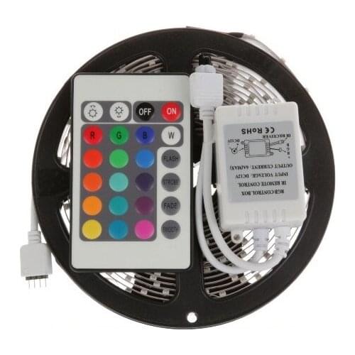 Free Shipping 3528 RGB led strip light 5M 300SMD led stripe 24keys SMD IR Remote Controller