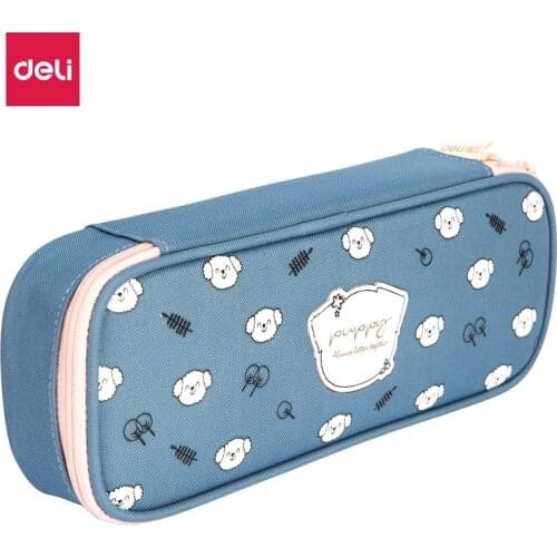Deli Large Capacity Students Effective New Simple Canvas Bag Stationery Bag Junior High School Supplies Pencilcase Pencil Cases