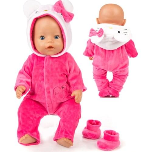 Warm Rompers jumpsuits+shoes Fit 17 inch 43cm Doll Clothes Born Baby Rompers Suit For Baby Birthday Festival Gift