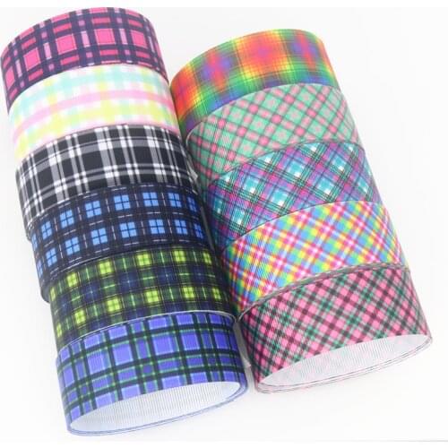 DHK 7/8''5yards plaid grid Printed Grosgrain Ribbon Accessory Hairbow Headwear Decoration DIY Wholesale OEM E1894