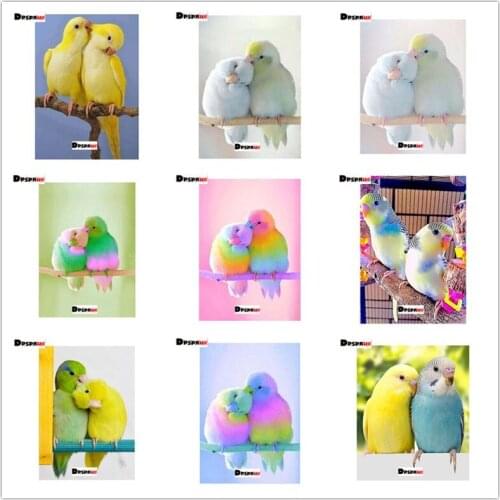 Dpsprue Full 5D DIY Square Round Diamond Painting Cross Stitch Animal Couple Bird Diamond 3D Embroidery Mosaic Wall Sticker Gift