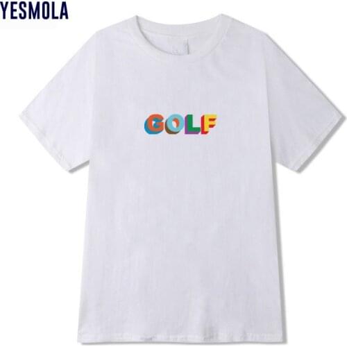 YESMOLA T Shirt Men Golf Letter Printed T Shirts Hip Hop Summer Short Sleeve Streetwear Women Harajuku Casual Loose Female Tops