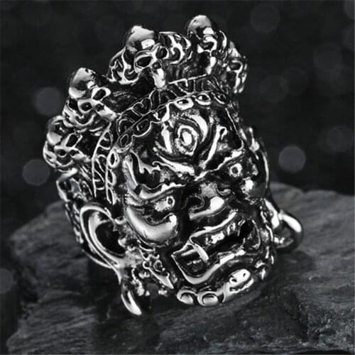 Gothic Rings for Men Retro Skeleton Devil Hell Male Ring Chinese Facebook Skull Adjustable Exaggeration Women Jewelry