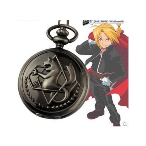 Hot Selling Full Metal Alchemist Pocket Watch Vintage Steampunk Necklace Pendant Quartz Clock Gifts for Men Women Children Gift