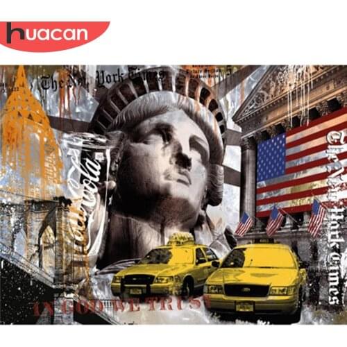 HUACAN Full Square Diamond Painting New York City Cross Stitch 5D Diamond Embroidery Landscape Street Handicraft Decor For Home