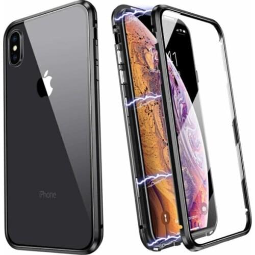 IPhone12/Ultra Magnetic CoverAnti-fall,Front and Back Transparent Tempered Glass+Magnet Metal Bumper , 360 Degree Full-bod