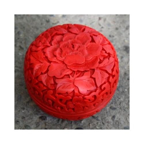 Exquisite Chinese Traditional Technology Red Lacquerware Beautiful Flower Auspicious Jewelry Box