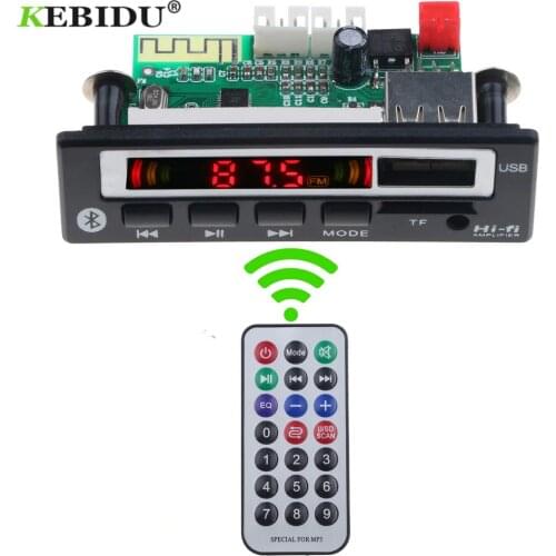 KEBIDU DC 5V 12V Bluetooth5.0 MP3 WMA WAV Decoder Board Wireless Audio Module Color Screen USB TF FM Radio For Car accessories