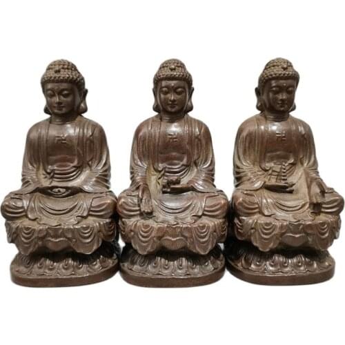 Chinese old copper statue of Pure copper Copper Three treasures Buddha Worship god