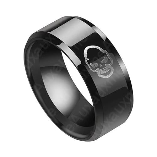 Black Stainless Steel Skeleton Skull Punk Ring Grim Reaper Biker Rings For Men Jewelry Gift Bijoux