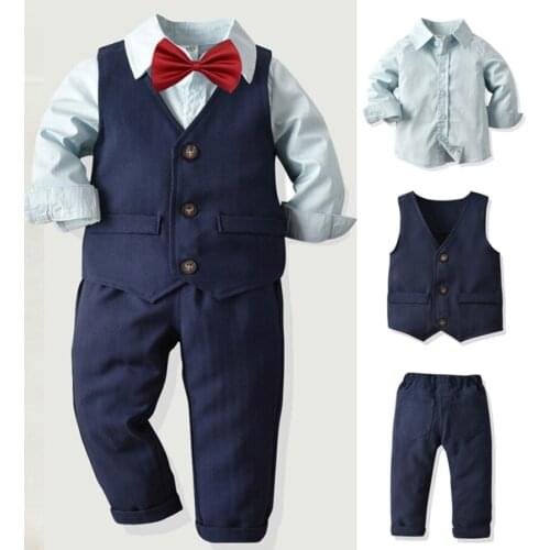 4 Piece Set Baby Clothes Childrens Sets Boys Long Sleeve Shirts Formal Clothes Boutique Kids Clothing Ropa Bebe Recien Nacido