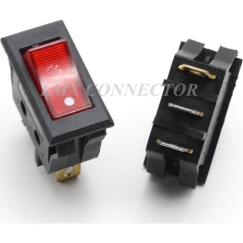 10PCS Red Rocker Switch 10A250V/15A125V/10A250V-T85 KCD3-3 Copper 3Pin Rocker Switch