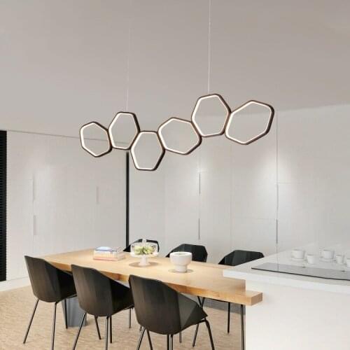 Creative ring brown / white LED chandelier Living room bedroom dining room study chandelier Clothing store cafe Lighting fixture