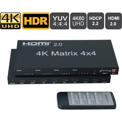 4x4 matrix hdmi 4K 60Hz HDMI Matrix 4X4 HDMI Switch 4X4 splitter switcher HDMI 2.0 4K/60Hz HDCP 2.2 HDR HDMI 4 in 4 out for UHD
