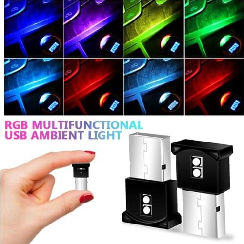 Mini USB LED Car Light Decorative Lamp Color Interior Mood Neon Atmosphere Lamp Emergency Lighting Auto Colorful Laser Light